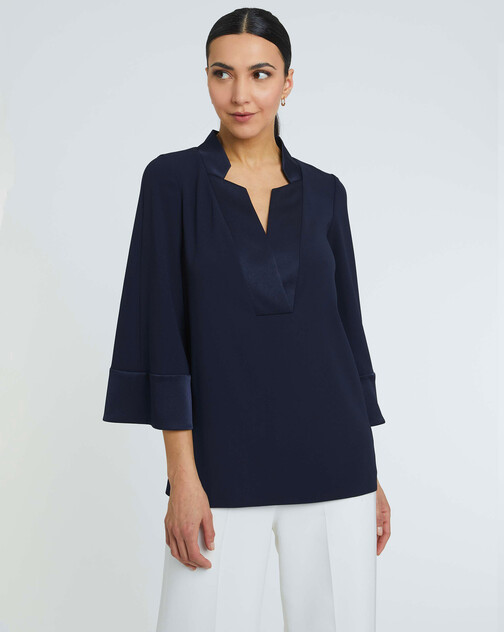 Blouse en crêpe enver satin