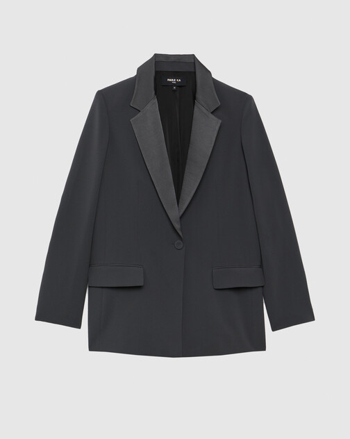 Veste de costume droite en tissu crêpe