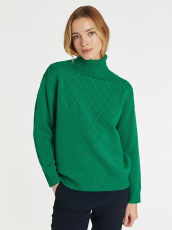 Pull col roulé en laine et cachemire - Emeraude