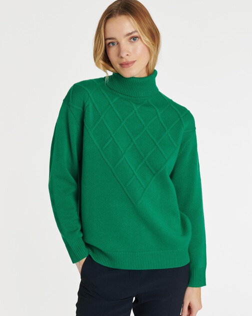Pull col roulé en laine et cachemire