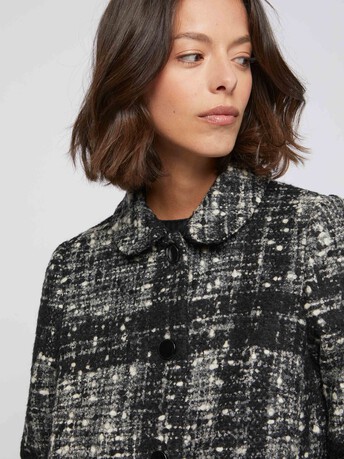 Manteau mi-long en tweed chiné - Noir