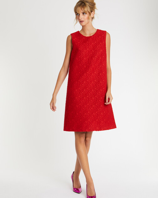 Short A-line jacquard wool dress