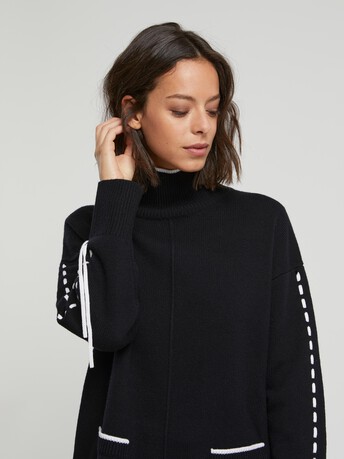Pull en laine et cachemire - Noir / blanc casse