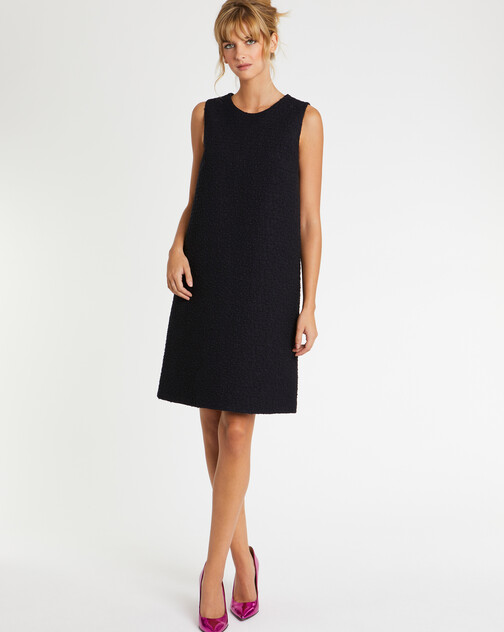 Robe courte trapèze en laine jacquard