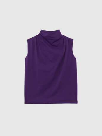 Haut drapé en jersey de coton flammé - Cassis