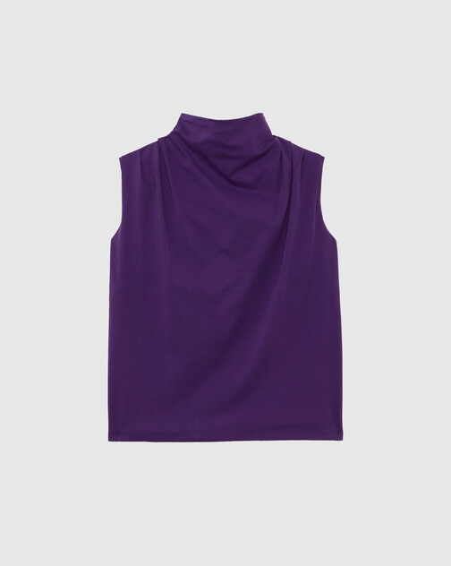 Draped slub-cotton jersey top