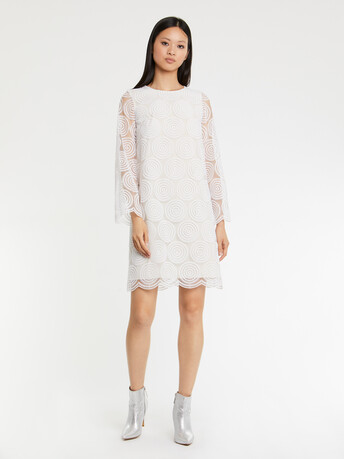 Robe en tulle brodé - Blanc casse