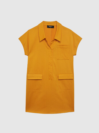 Mini cotton-satin shirt dress - Curcuma
