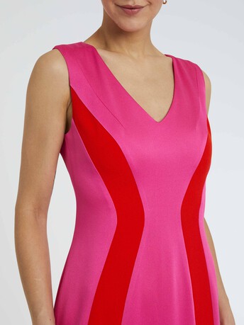 Robe longue en crêpe envers satin - Rose shocking