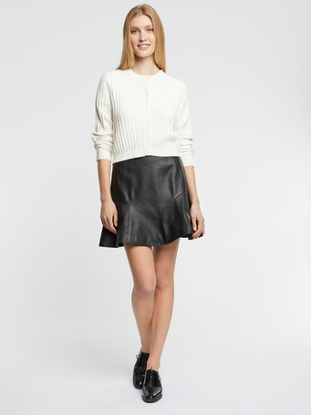 Cardigan en soie à points fantaisie - Blanc casse