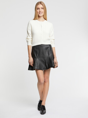 Cardigan en soie à points fantaisie - Blanc casse