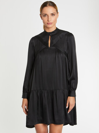 Robe babydoll en soie - Noir