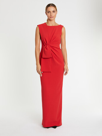 Robe longue de cérémonie à nœud en satin - Hibiscus