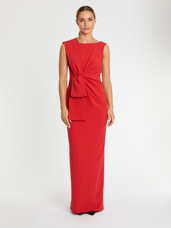 Robe longue de cérémonie à nœud en satin - Hibiscus