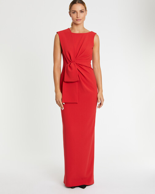 Robe longue de cérémonie à nœud en satin