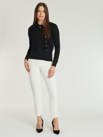 Cardigan en cachemire avec un bouton bijou - Noir