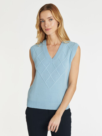 Pull sans manches en laine et cachemire - Glacier