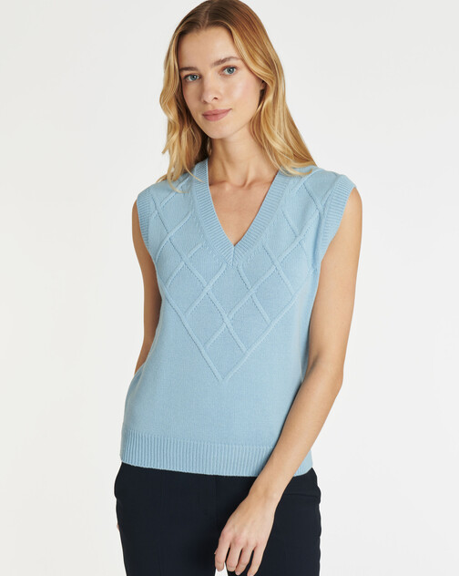 Pull sans manches en laine et cachemire