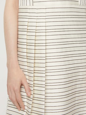 Pleated pinstripe and lurex mini dress - Blanc casse / marine
