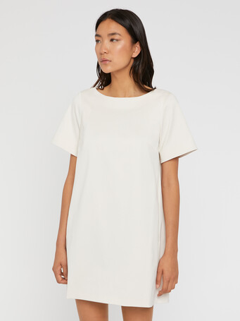 Mini straight-cut cotton-satin dress - Ivory