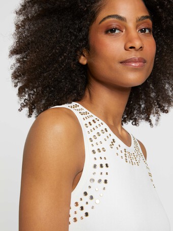 Robe bijoux courte en maille Milano - Blanc casse