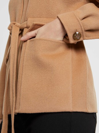 Manteau court en laine et cachemire - Camel