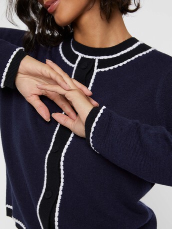 Cardigan en laine et cachemire - Marine / noir