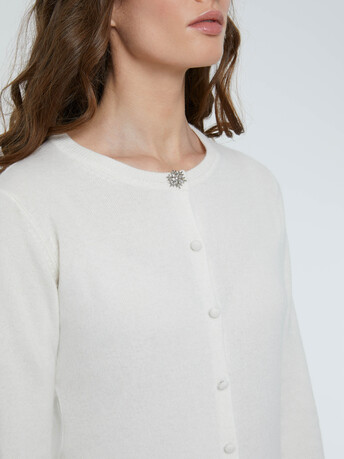 Gilet court en cachemire - Blanc casse