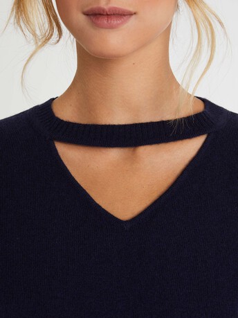 Cashmere short-sleeve sweater - Navy blue