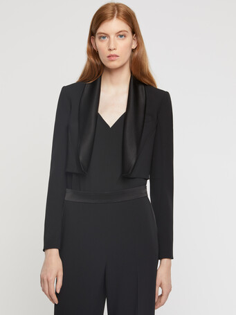 Veste courte en crêpe envers satin - Noir