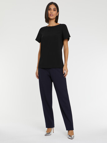 Short-sleeve crepe top - Noir