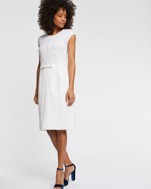 Robe droite trompe-l?œil en tweed