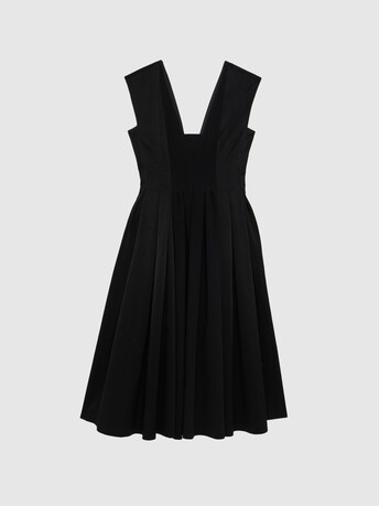 Voluminous crepe midi dress - Noir