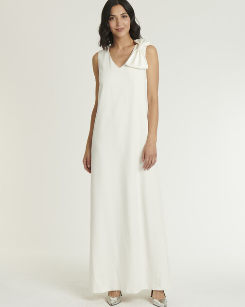 Robe longue en crêpe envers satin