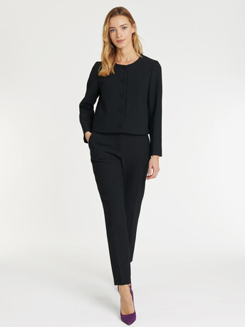 Pantalon cigarette en trictotine stretch - Noir