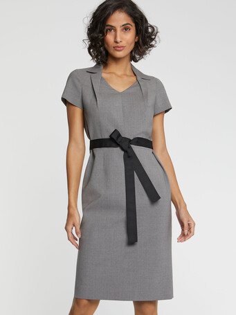 Robe droite à col tailleur - Gris
