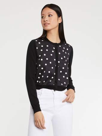 Cardigan en soie et coton - Noir / blanc