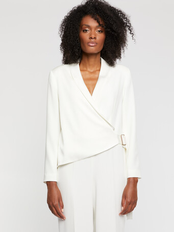 Wrap-effect satin-back crepe jumpsuit - Off white