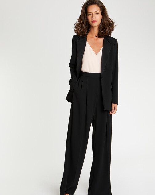 Veste de costume droite en tissu crêpe