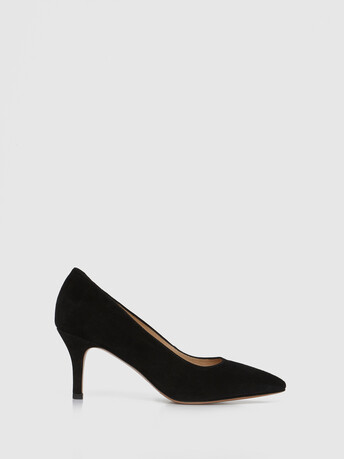 Escarpin à petit talon en cuir velours - Noir