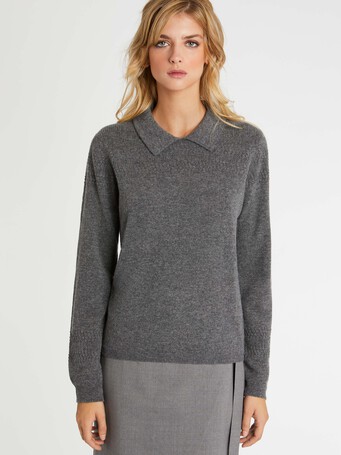 Pull polo en cachemire - Gris