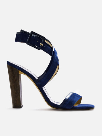 Calfskin and goatskin leather sandals - Navy blue
