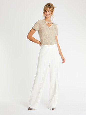 Cashmere short-sleeve sweater - Sand