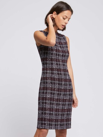 Robe droite en tweed bourgogne - Bourgogne