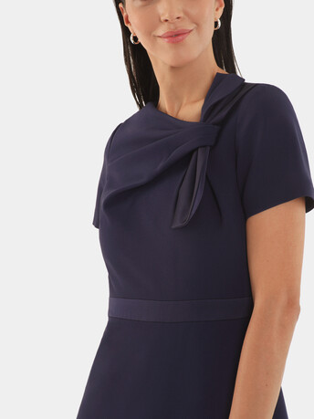 Robe longue en crêpe envers satin - Indigo
