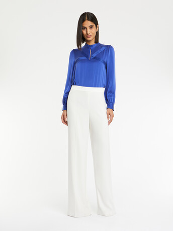 Silk top with high collar - Saphir