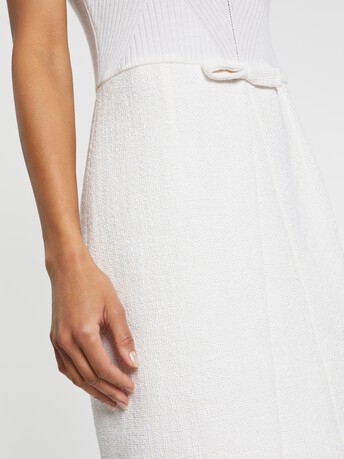 Robe droite trompe-l?œil en tweed - Blanc casse