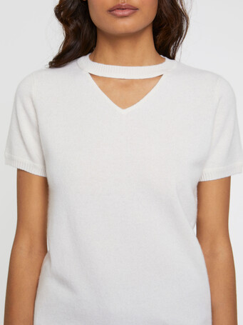 Cashmere short-sleeve sweater - Off white