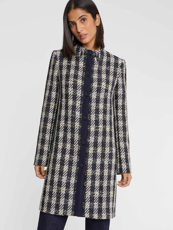 WOVEN COAT - Noir / blanc casse