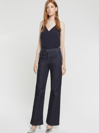 Top en crêpe envers satin - Marine